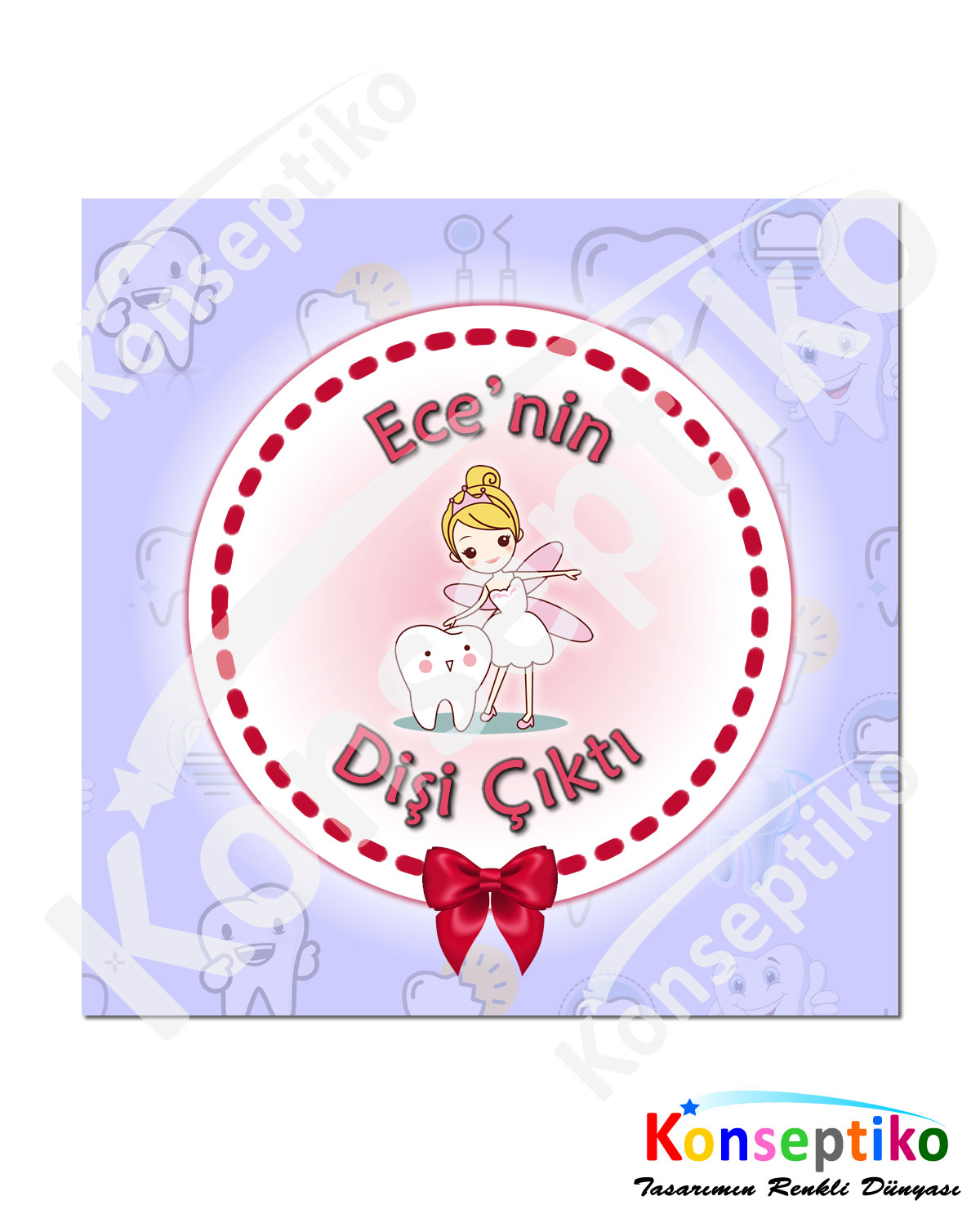 Diş Perili (Kız) - Kare Karton 40'lı2