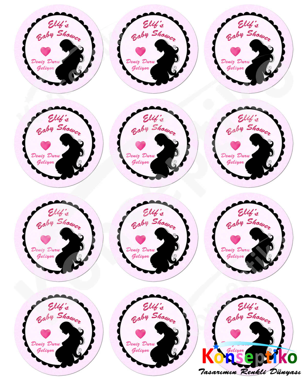 Baby Shower - Yuvarlak Karton 40'lı