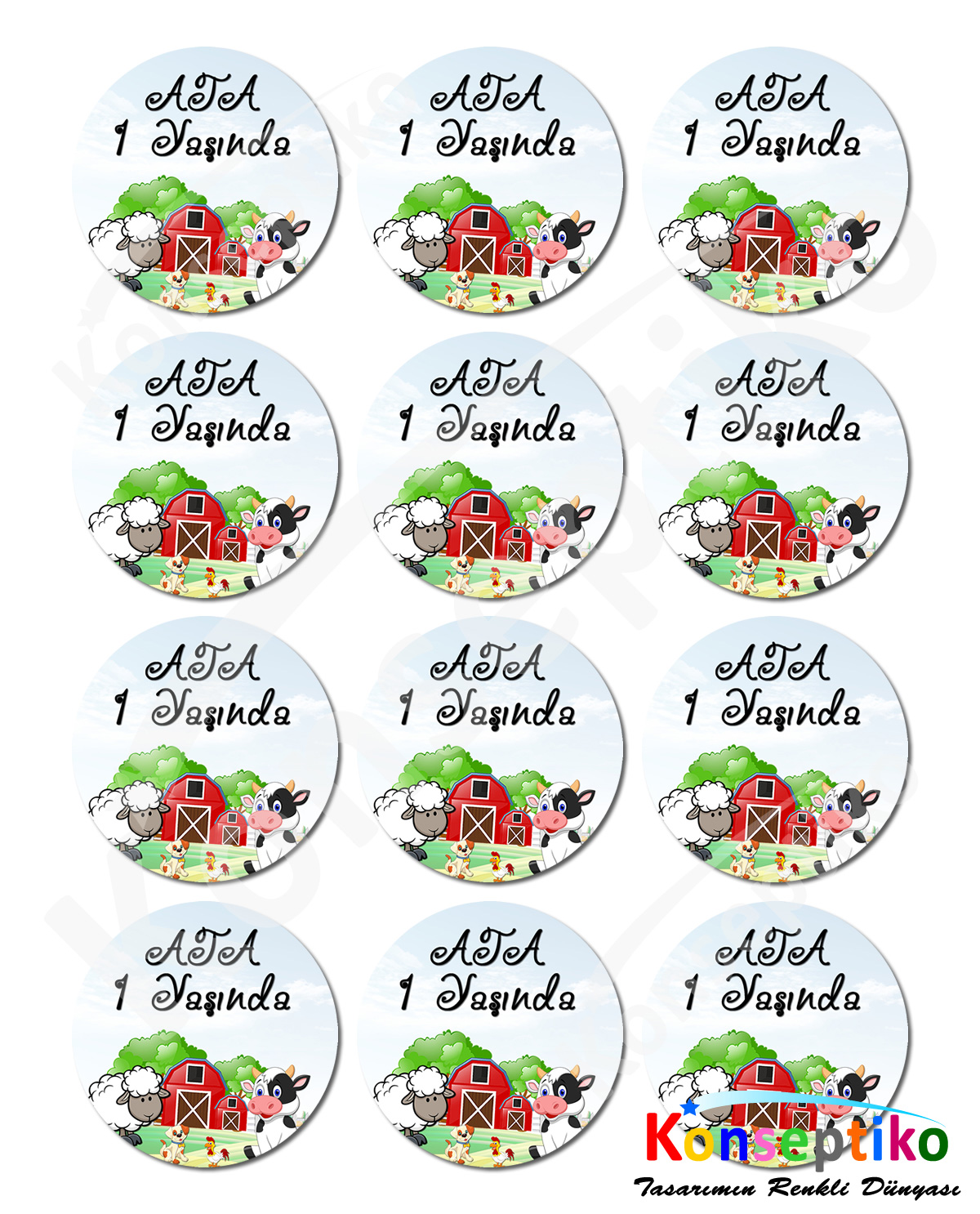 Çiftlik - Yuvarlak Etiket 40'lı2