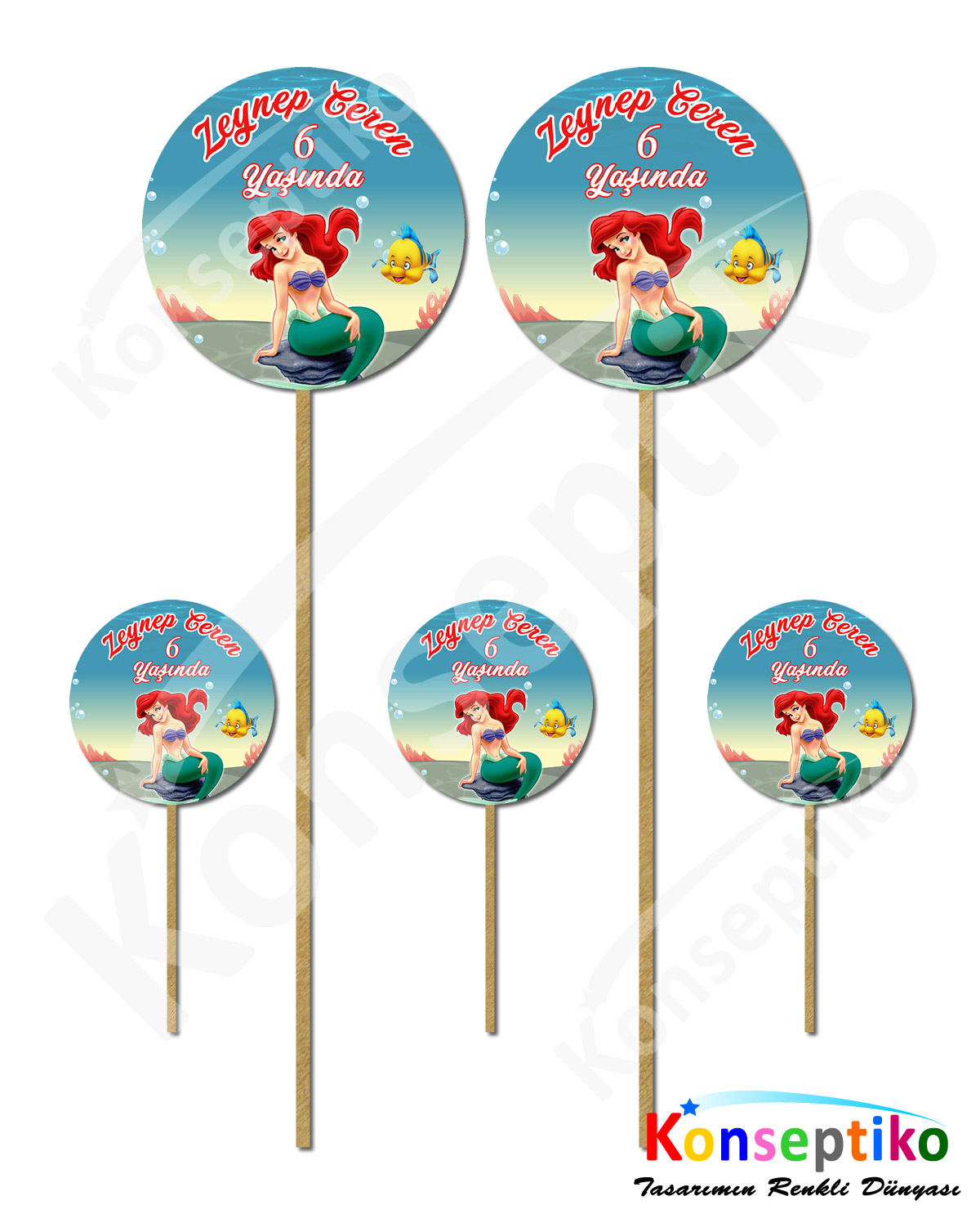 Deniz Kızı Ariel - Kürdan Süs 20'li