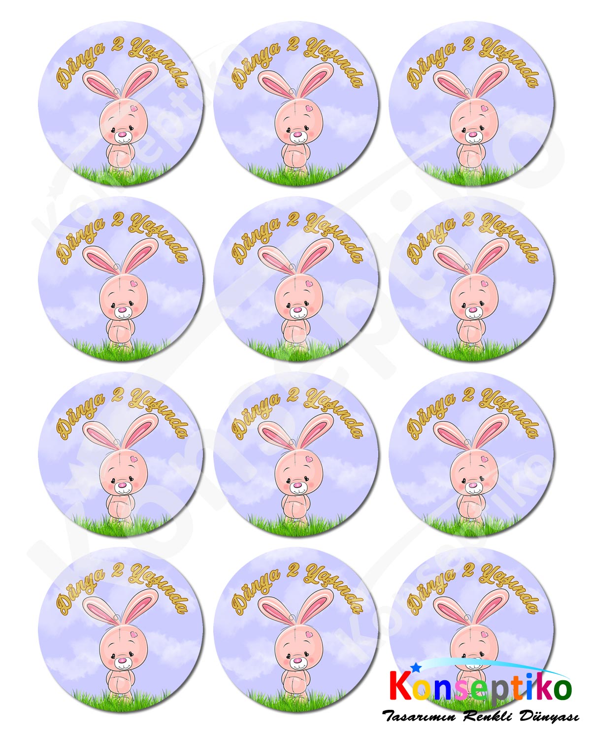 Tavşan - Yuvarlak Karton 40'lı
