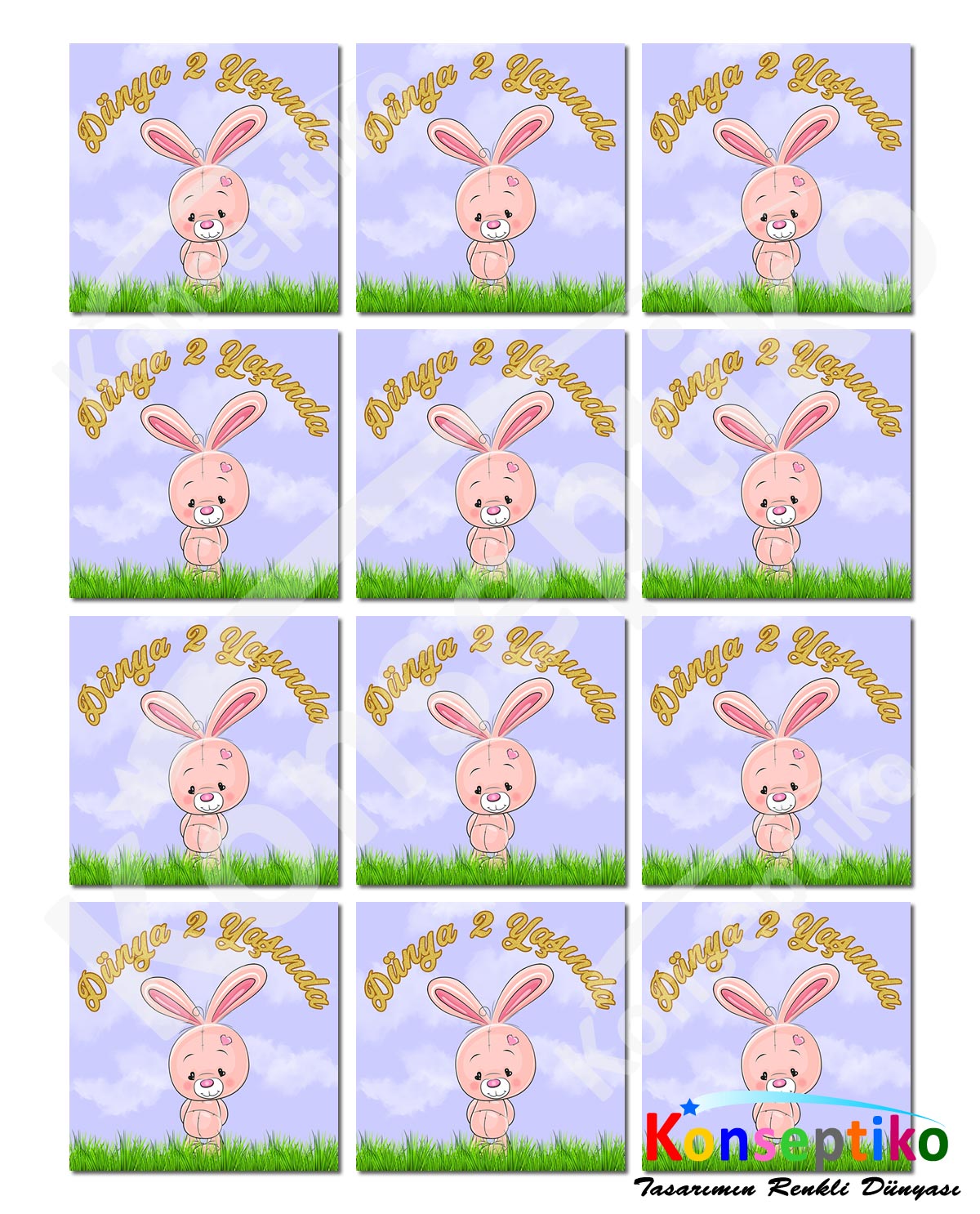 Tavşan - Kare Karton 40'lı