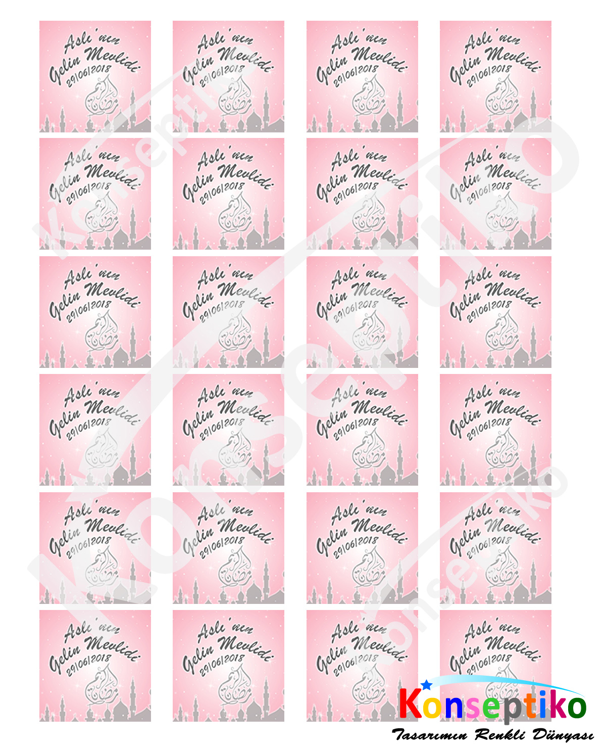 Camili Gelin Mevlidi - Kare Karton 40'lı2