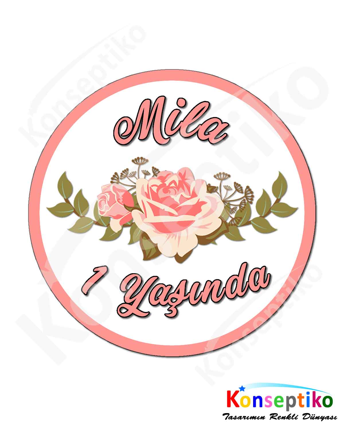 Gül - Yuvarlak Etiket 40'lı